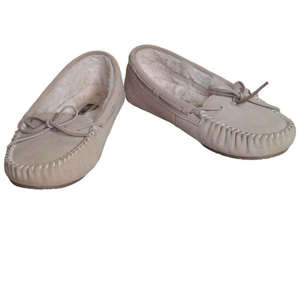 Minnetonka Moccasin Suede Faux Fur Lined Slippers‎ Women's - Picture 8 of 16